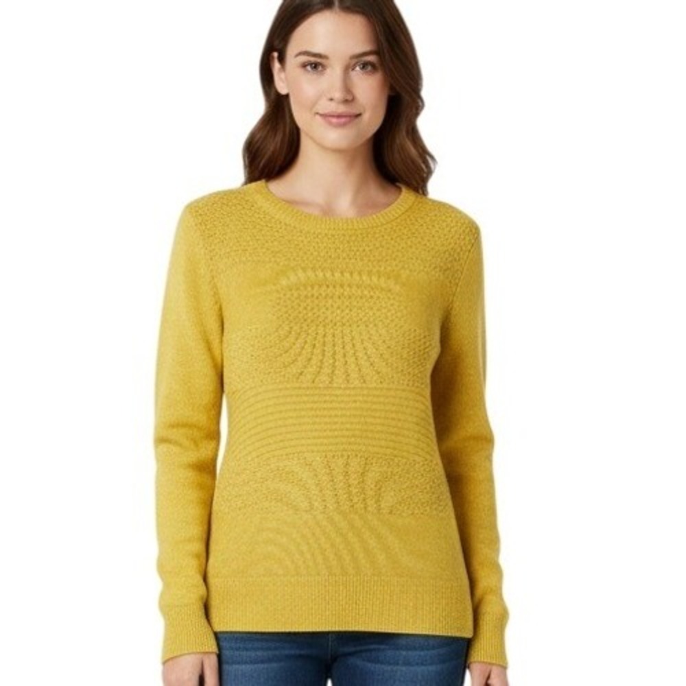 Talbots Sweater Womens S Yellow Textured Knit Button Sleeve Pullover Cottagecore
